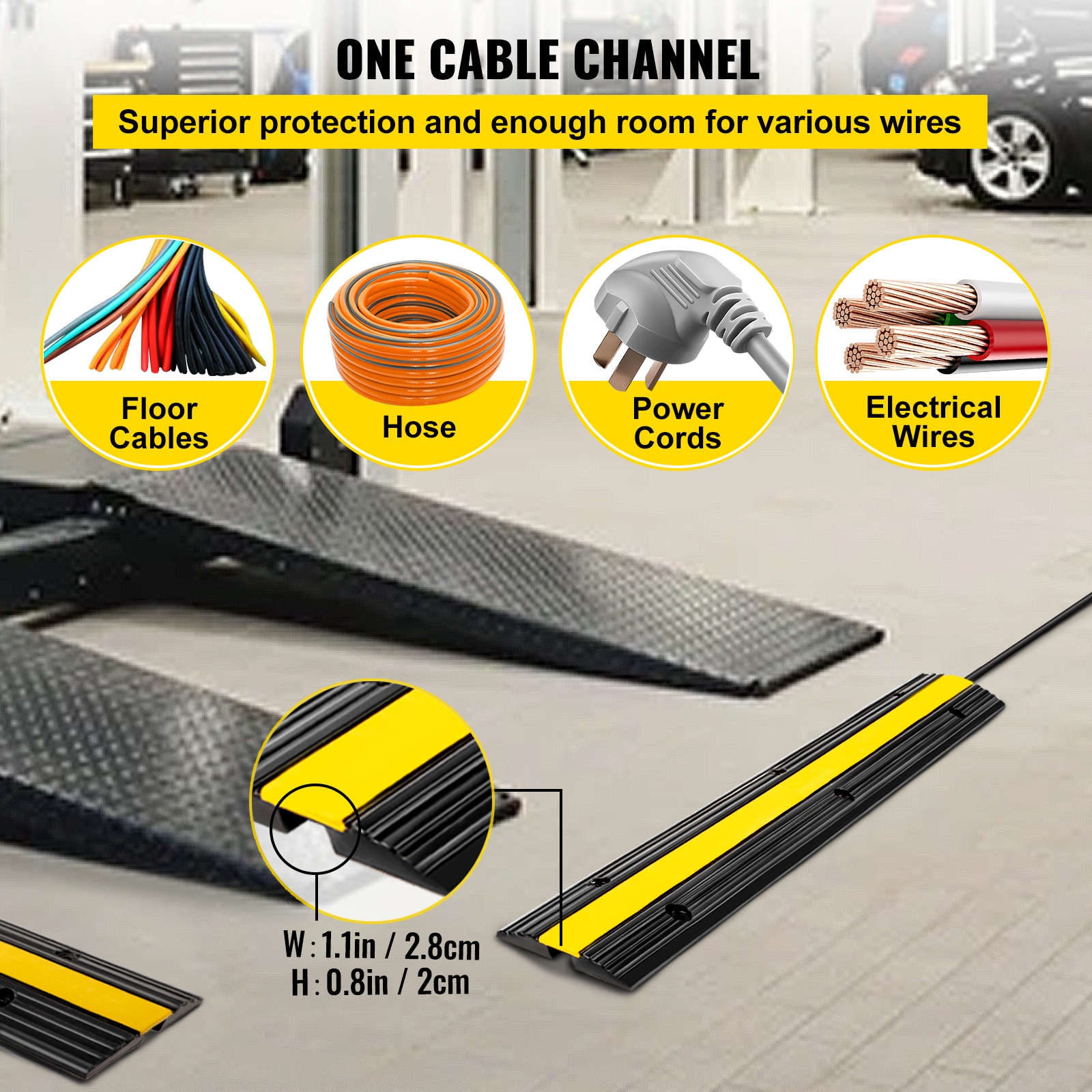 Heavy Duty 4 Pack Rubber Cable Protector Ramps For Driveways_voghion.com